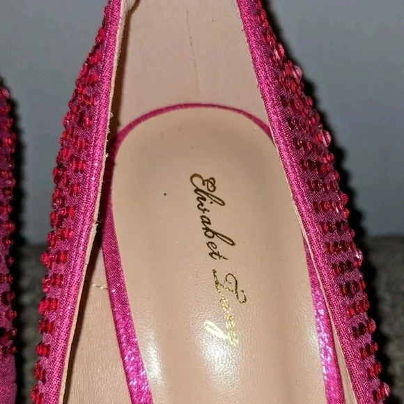 Elizabeth Tang Pumps Pointed Toe High Heel Glitter Rhinestone‎ Pink Sz. 10 NEW - Picture 10 of 10
